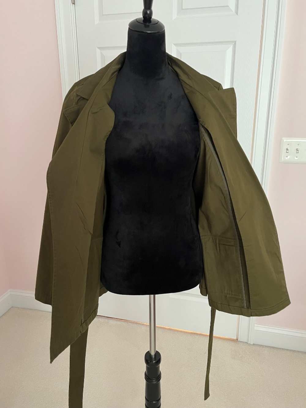 Eloquii Army Green Peplum Belted Blazer Trench Coat 14 - Picture 8 of 11